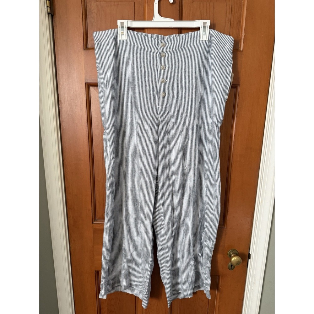 Women's Universal Thread Mid-Rise Straight Leg Pull-On Blue Striped Pants XXL